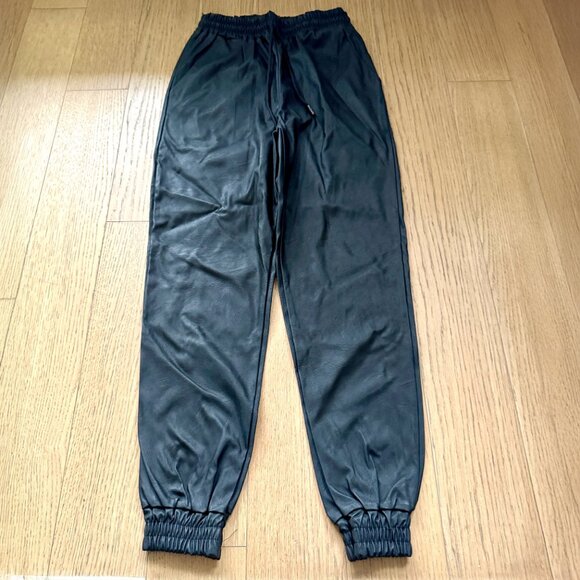 Black Vegan Leather Pants High Waist Pants NWT - Size M - Picture 4 of 7